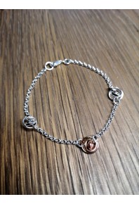 "Q" Silver 3 Mini Q Bracelet with 9ct Rose Gold Mini Q